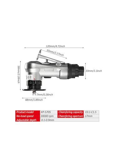 Hallow KP-5705 45 Derece Gümüş Pnömatik Pah Kırma Makinesi