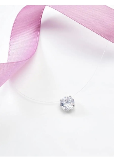 Lapshov 925 Ayar Gümüş İplik Üzerine Kayar Taşlı Kolye 160523479 Gri