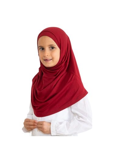Çocuk Hazır Giyim Başörtüsü Şal Turban Viskon - Bordo Bordo