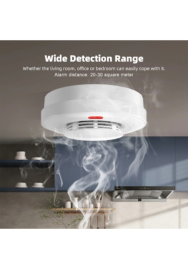 Symbee Duman Dedektörü - 360 Derece Algılama, Yüksek Sesli Alarm, 433mhz Kablosuz İletim, Otomatik Kontrol