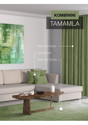 Br Perle Home Daily Series Zeytin Yaprağı Rengi Kırlent Yastık Kılıfı Zeytin Yaprağı