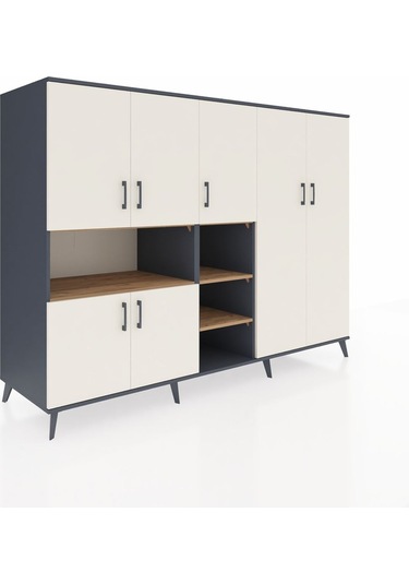 Kronos Dolap 13 Raflı 7 Kapaklı 220x59x163 Antrasit-aytaşı/çam Antrasit-aytaşı/çam