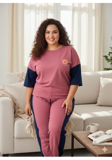 Kadın Pembe Büyük Beden Eşofman Takımı Pembe
