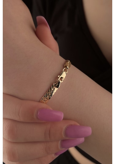 Fiyonk Kuyumculuk 14 Ayar Altın Kalın Balıksırtı Bileklik 001