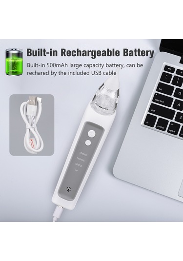Samdoo Bebek Elektrikli Burun Emici, 3 Seviye Emme Gücü, Düşük Gürültü Ve Müzik Fonksiyonu, 500mah Pil, 3 Silikon Uç Temizlenmesi Kolay