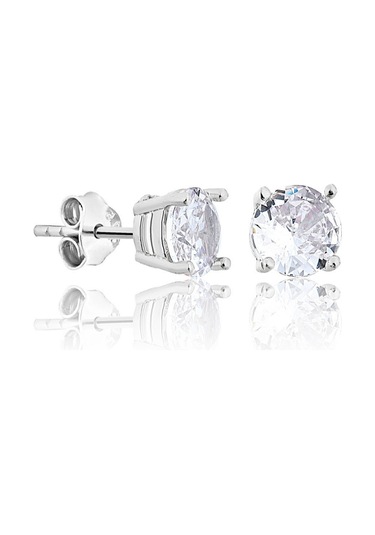 925 ayar Gümüş Rodyum kaplama 7 mm Tektaş küpe