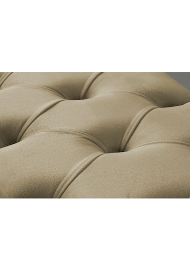 Gazzini Classic Chester Model Kapitoneli Puf- Ceviz Ayak, Hardalkumaş