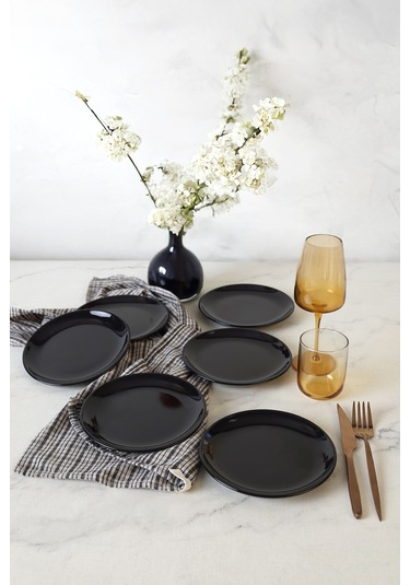 Keramika Siyah Delta Pasta Tabağı 17 Cm 6 Adet 650 Siyah
