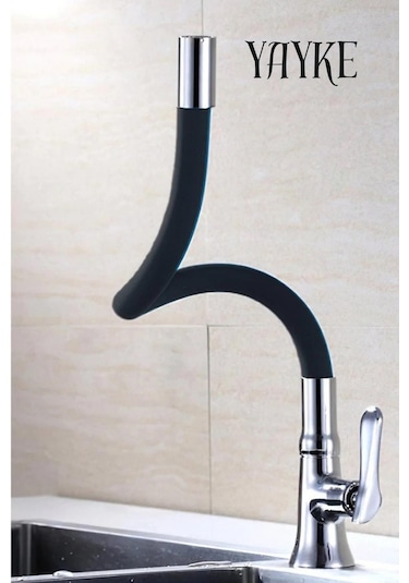 Yayke Siyah Renkli Oynar Başlıklı Musluk Batarya Başlığı Kobar