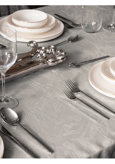 Cotton Box Jakarlı Dertsiz Masa Örtüsü Lavinia Gri 155x220