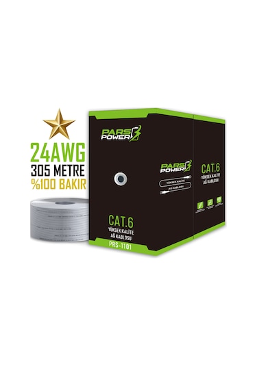 Pars Power 24 Awg 0.50 mm %100 Bakır 305 Metre Network Cat6 U/UTP