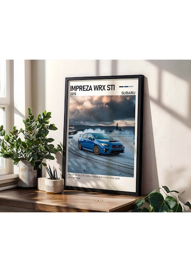 Subaru Impreza Wrx Stı Ahşap Çerçeveli Poster Tablo Rally Efsanesi