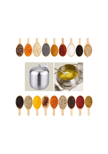 Honmex Paslanmaz Çelik Baharat Kavanozu, Kahve/seker Deposu, 12cm Kaşık İle, 400ml Kapasite, Mutfak Gereci Diğer