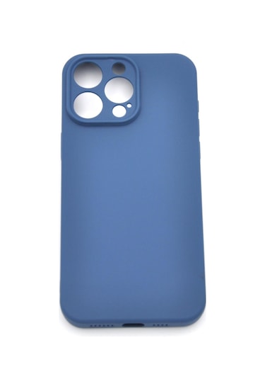 İphone 14 Pro Max Uyumlu Düz Renk Esnek Yumuşak Silikon Kılıf Rubber İndigo Mavi