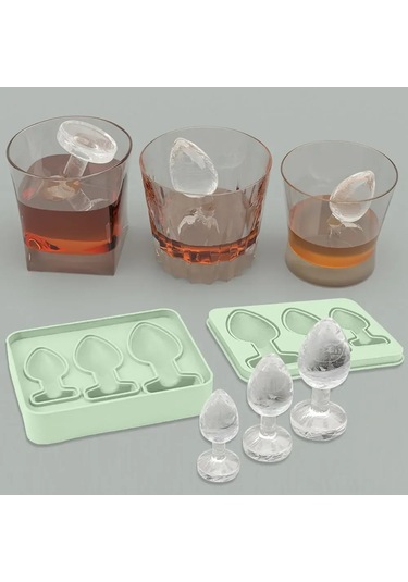 Neevoyu Yeşil-bej Silikon Buzluk Seti, Kapağıyla Whiskey İçin Hızlı Dondurma,创意 Şekiller, Temizliği Kolay Mutfak Aleti Çok Renkli