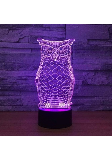 Szypzstore Noel Lambaları 3d Illusion Optik Gece Lambası Hayvan Baykuş, Led Masa Lambası Aydınlatmalı Gece Lambası 16 Renk Dokunsal Kontrol Lambası Başucu Dekorasyonu W3ır5d Siyah