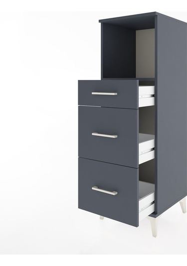 Hyperion Dolap Tek Raflı 3 Çekmeceli 44x44x134 Antrasit-antrasit Antrasit