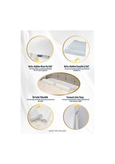 Visco Ortopedik Yastık Eco Boyun Fıtığı Boyun Düzleşmesi Boyun Ağrısı Destekli Lüks Ortopedik Yastık