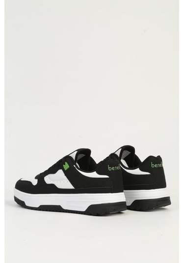Benetton Bnı-11509 Unisex Sneaker Ayakkabı Beyaz Siyah 36-40 Beyaz - Siyah