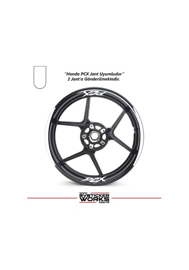 Honda Pcx Motosiklet Jant Şeridi Sticker Set Ay Modeli Beyaz