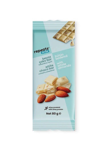 Extra Proteinli Bademli Beyaz Çoko Bar 80gr