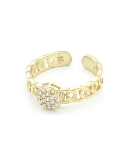 Brezza Lusso Jewelry Zirkon Taşlı Eklem Gümüş Yüzük Altın