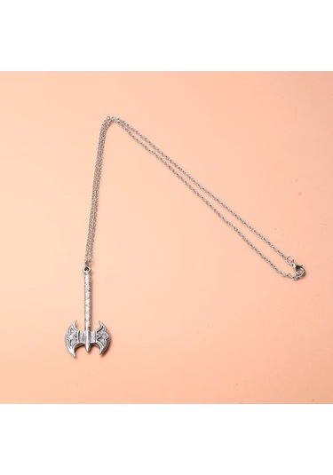 Viking Desenli Çift Taraflı Balta Erkek Kolye İskandinav Takı