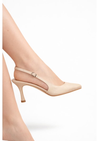 Tual Shoes Kadın Bej Topuklu Ayakkabı Açık Bej