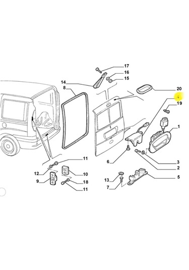 Doblo 2001-2009 Bagaj Tek Kapı Kilidi Kablolu 51773974