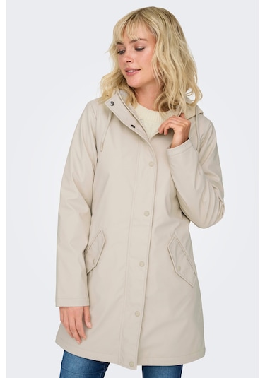 Only Kadın Onlsally Su İtici Özellikli Kapüşonlu Yağmurluk Mont 15206116 Bej Bej