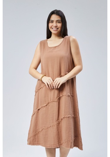 Muslin Elbise Yazın Vazgeçilmesi Camel