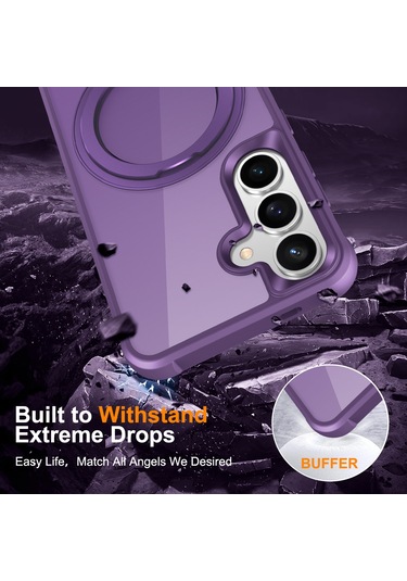 Samsung Galaxy S25 / S24 Kılıfı Magsafe Döndürülebilir Halka Ayaklı Tpu + Pc Telefon Kılıfı İle Uyumlu Mor