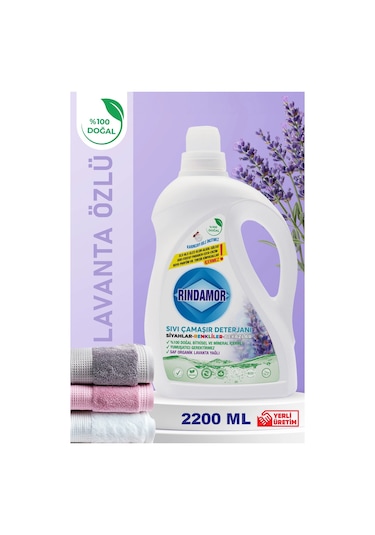 % 100 Doğal Bitkisel Sıvı Çamaşır Deterjanı Organik Lavanta Yağlı -tüm Renkler 2200 ML