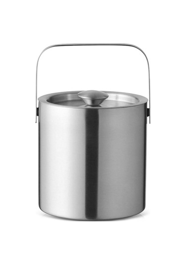Pazly Paslanmaz Çelik Buz Kovası, Yuvarlak Çift Katmanlı, Maşa Kapaklı, Gümüş, Mutfak Soğutucu, Buz Küpü Konteyner Gümüş