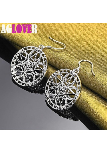 925 Ayar Gümüş Yuvarlak Yıldız Damla Küpe Takı