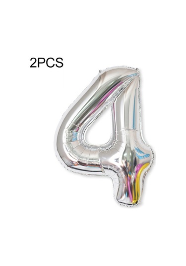 2 Adet 40 İnç Alüminyum Folyo Numarası Balonlar Doğum Günü Düğün Nişan Partisi Dekor Çocuk Top Malzemeleri 4-gümüş