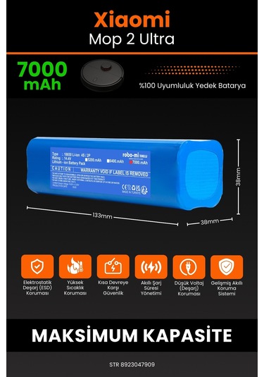 Xiaomi Mi Robot Vacuum-mop 2 Ultra Uyumlu Batarya 7000.mah