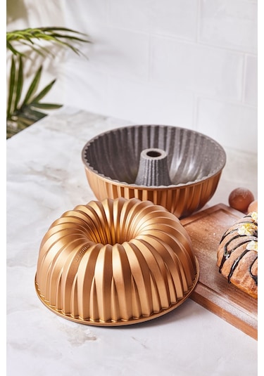 Emsan Griss Hardstone Döküm Kek Kalıbı Gold 24 CM