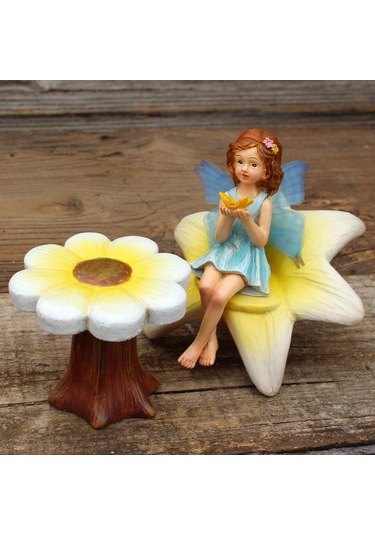 Homyl 3x Çiçek Peri Heykeli Reçine Heykelcik Bahçe Dekorasyon