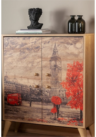 Ricky Londra / 4 Raflı 4 Kapaklı Çok Amaçlı Mutfak Dolabı Banyo Dolabı Çok Amaçlı Dolap