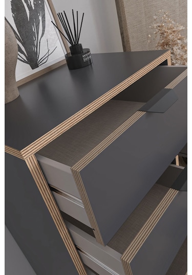 Sarmobi Arden 5 Çekmeceli Şifonyer , Çamaşırlık Siyah