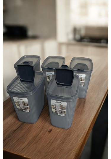 Erzak Saklama Kabı 2.5 Lt, Antrasit, 5'li Set Antrasit