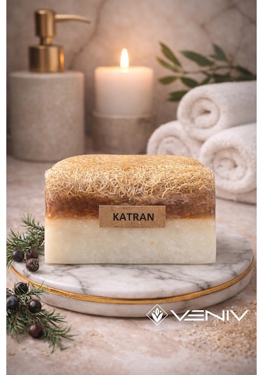 %100 Doğal Kabak Lifli Sabun - Ardıç Katranı & Keçi Sütü - 100 Gr Diğer