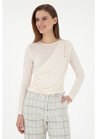U.S. Polo Assn. Kadın Krem Bisiklet Yaka Sweatshırt 50291561-VR071