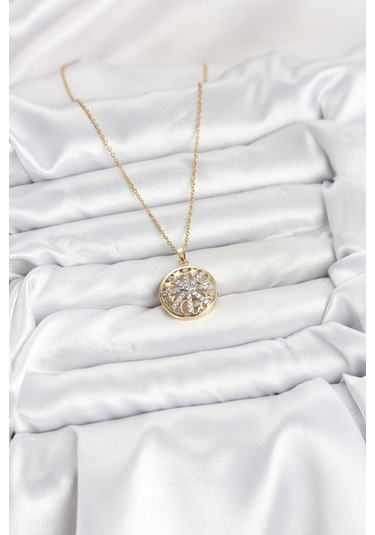 316l Çelik Zincir Gold Renk Zirkon Taşlı Kadın Kolye - Prt3500eb09334-95256 altın