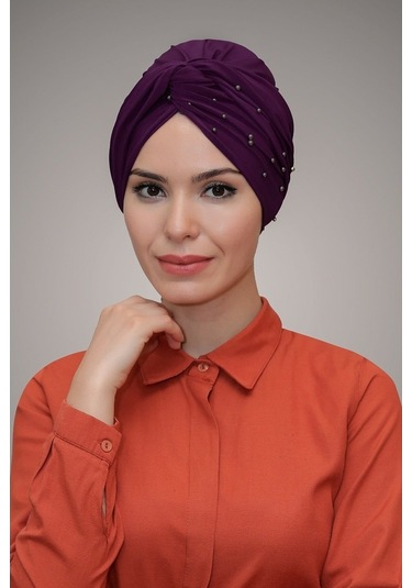 Şarabi Pratik Dolama Tesettür Bone Sandy Kumaş Boncuklu 1870_08 Çok Renkli