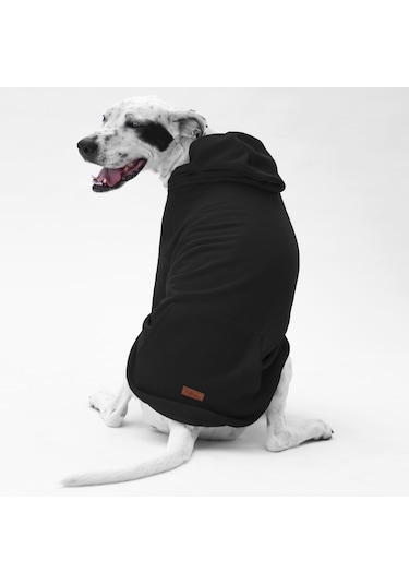 Siyah Kanguru Cepli Orta Büyük Irk Köpek Hoodie- Sweatshirt Büyük Köpek Kıyafeti 18-40 Kg Aralığı Orta Büyük Irklar