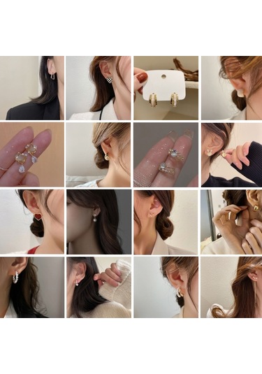 Pırlanta Küpeli Kabuk Çift Katmanlı Küpe, Renk: Eh0702