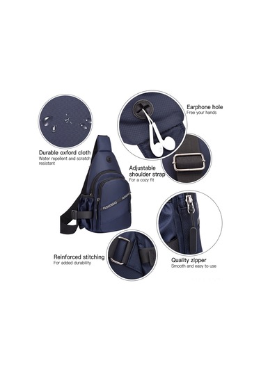 Youtek Erkekler İçin Oxford Kumaş Askılı Çanta, Su Flaske Cebi, Telefon Anahtar Para Taşıma, Elini Serbest Bırak, Koyu Gri Koyu Gri