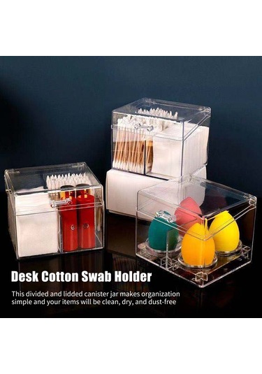 Neevoyu Açık Kapaklı Akrilik Makyaj Malzemeleri Depolama Kutusu - Pamuk, Makyaj Spons, Tırnak Furuğu İçin Bölmeli, Toz Ve Nem Koruma, Masaüstü Organizer Diğer